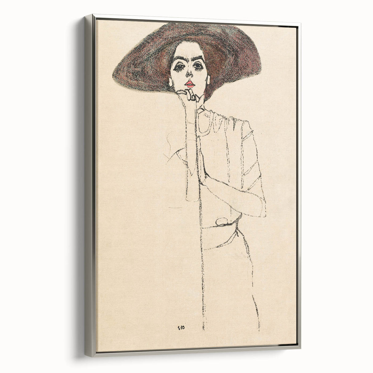 Timeless Art Deco Wall Art - Minimalist Woman in Large Hat Illustration