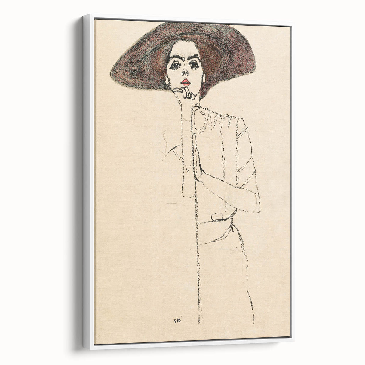 Timeless Art Deco Wall Art - Minimalist Woman in Large Hat Illustration