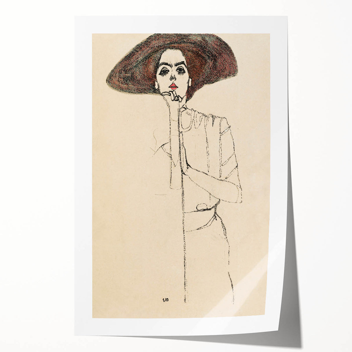 Timeless Art Deco Wall Art - Minimalist Woman in Large Hat Illustration
