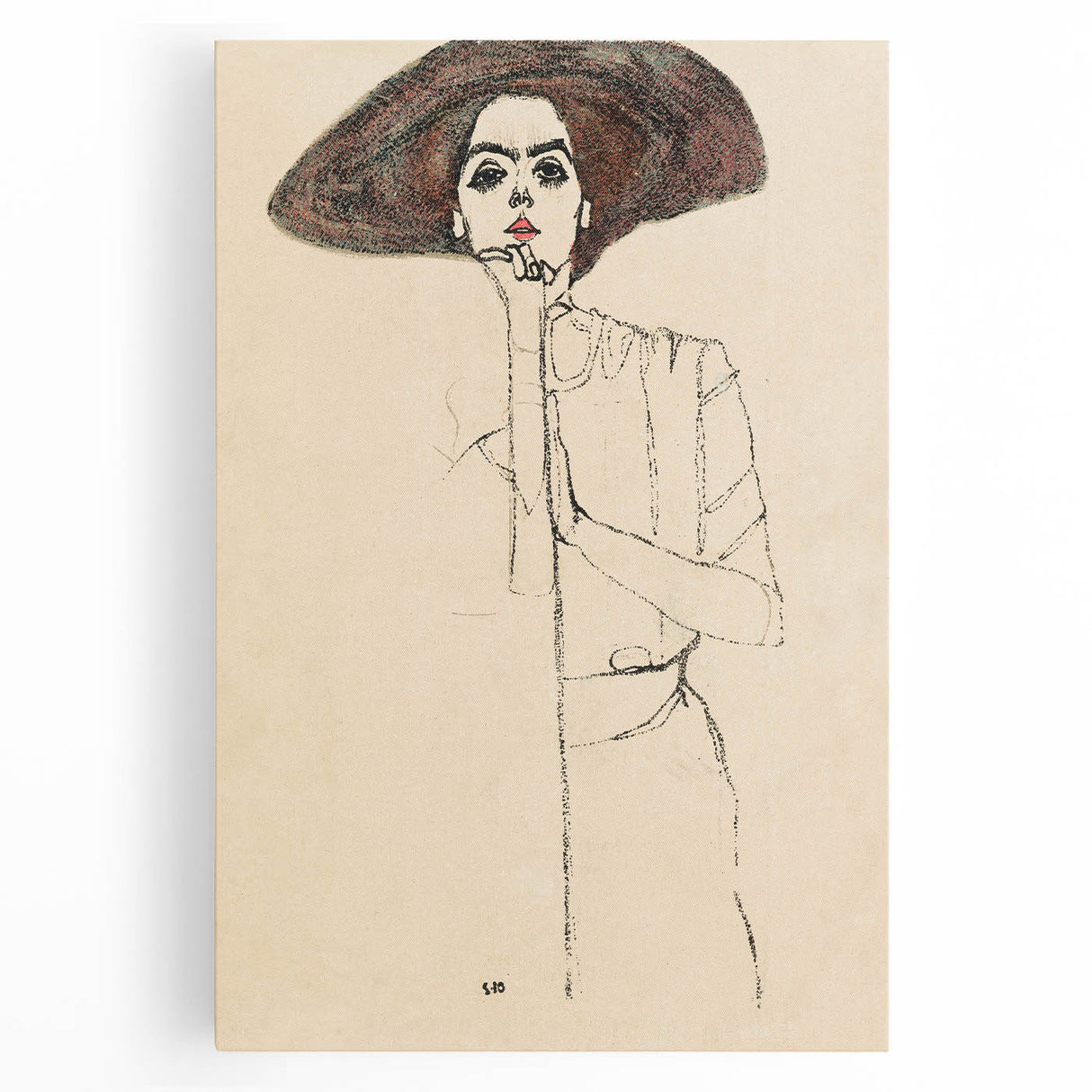 Timeless Art Deco Wall Art - Minimalist Woman in Large Hat Illustration