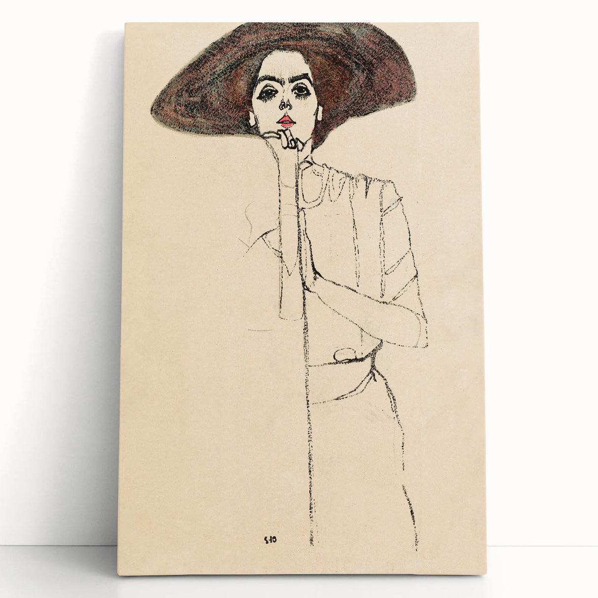 Timeless Art Deco Wall Art - Minimalist Woman in Large Hat Illustration