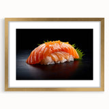 Extra large abstract art print featuring textured food dishes in earth tones, framed with a gold mat.