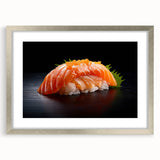 Textured abstract art print of assorted food dishes in muted earth tones, framed in silver, ideal for dining room decor.