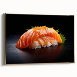 Framed canvas wall art featuring vintage-style landscape paintings of food dishes in black and gold tones.