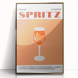 Large art print of food and drinks in mid-century modernist style, framed in gold acrylic, suitable for modern kitchen decor.