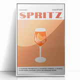 Art deco poster featuring a stylized cocktail, in vibrant colors, framed in white acrylic, ideal for modern kitchen decor.