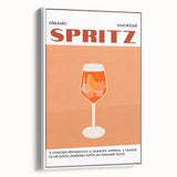 Vintage poster art of colorful food and drinks on a large framed canvas, ideal for living room decor.