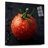 Large abstract wall art featuring vibrant fruit motifs on acrylic glass, ideal for bedroom or dining room decor.