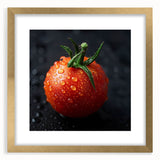 Extra large abstract art print featuring textured fruits in vibrant colors, framed in gold, ideal for living room decor.
