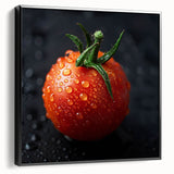 Black and white framed canvas featuring an assortment of fruits, ideal for bedroom wall decor.