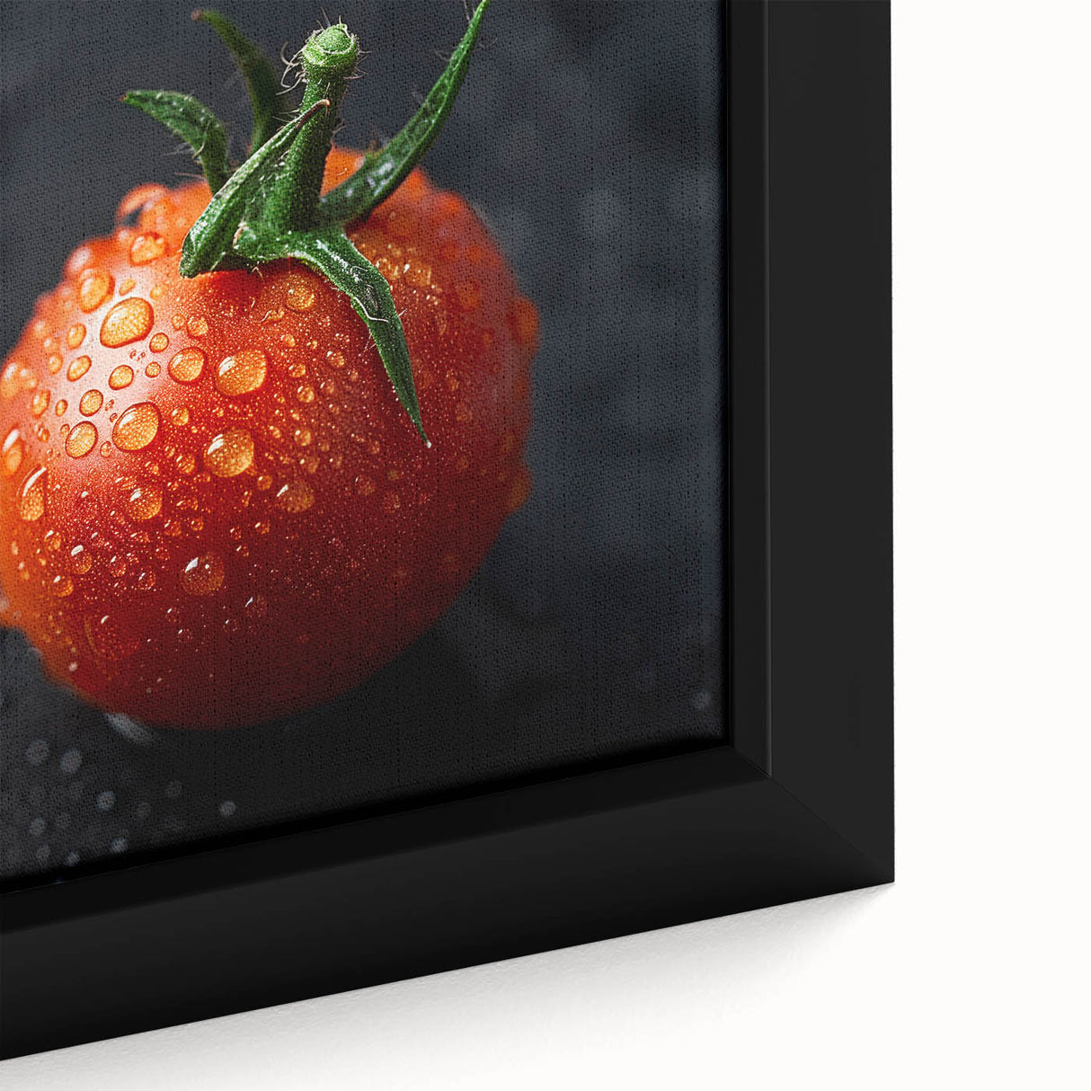 Extra large framed canvas of colorful, textured fruit motifs on a black background, ideal for living room decor.