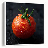 Vintage poster art of colorful fruits on a framed canvas, ideal for living room decor.