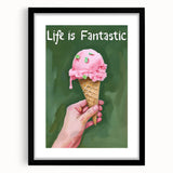 Extra large abstract art print featuring vibrant, textured colors on a black framed canvas, ideal for living room decor.