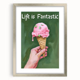 Textured abstract art print in neutral tones, framed in silver, ideal for bedroom wall decor.