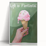 Art deco poster featuring a whimsical food illustration in bold colors on white acrylic, ideal for nursery wall art.