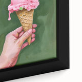 Extra large black wall art on canvas featuring colorful, textured food motifs, ideal for living room decor.