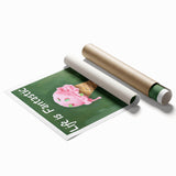 Extra large rolled print featuring a floral design in soft pastel shades.
