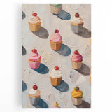 Black and white photo of assorted pastries on a stretched canvas, ideal for kitchen wall art.