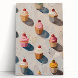 Black and white photo of assorted pastries on a stretched canvas, ideal for kitchen wall art.