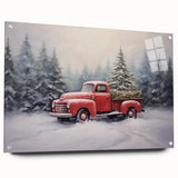 Vintage Red Truck & Christmas Tree – Christmas Canvas Art