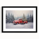 Vintage Red Truck & Christmas Tree – Christmas Canvas Art