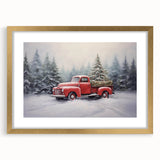 Vintage Red Truck & Christmas Tree – Christmas Canvas Art