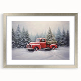 Vintage Red Truck & Christmas Tree – Christmas Canvas Art