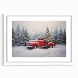 Vintage Red Truck & Christmas Tree – Christmas Canvas Art