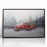 Vintage Red Truck & Christmas Tree – Christmas Canvas Art