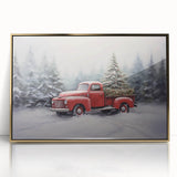Vintage Red Truck & Christmas Tree – Christmas Canvas Art