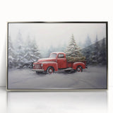 Vintage Red Truck & Christmas Tree – Christmas Canvas Art