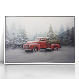 Vintage Red Truck & Christmas Tree – Christmas Canvas Art