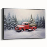 Vintage Red Truck & Christmas Tree – Christmas Canvas Art