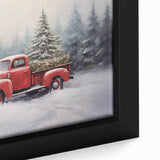 Vintage Red Truck & Christmas Tree – Christmas Canvas Art