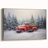Vintage Red Truck & Christmas Tree – Christmas Canvas Art