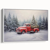 Vintage Red Truck & Christmas Tree – Christmas Canvas Art