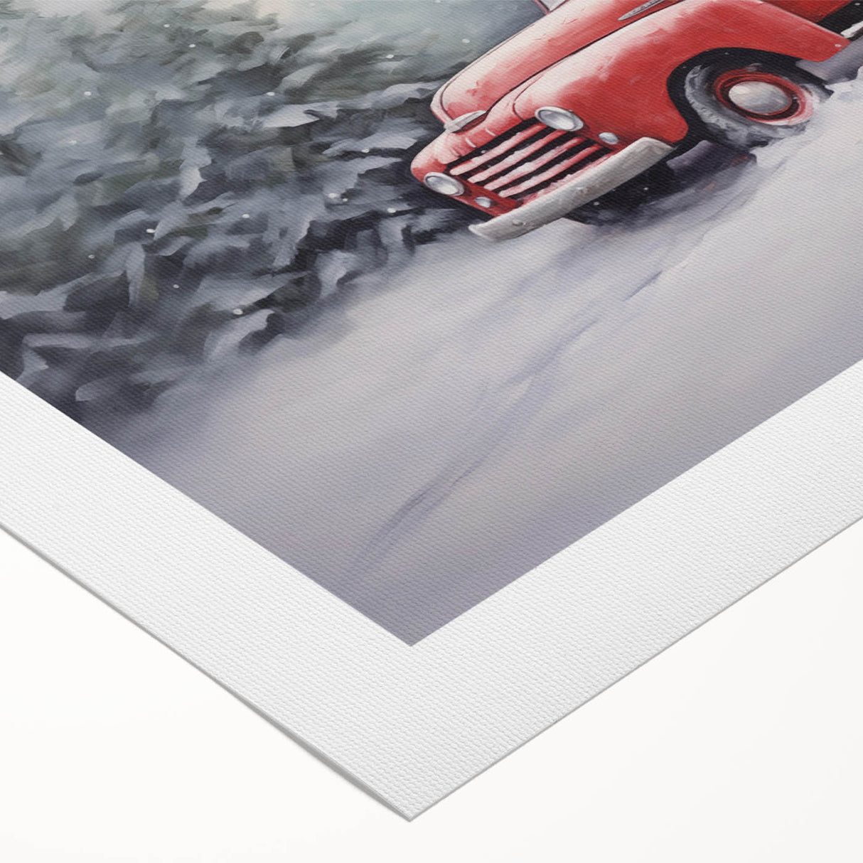 Vintage Red Truck & Christmas Tree – Christmas Canvas Art