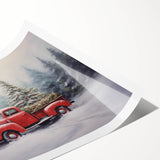 Vintage Red Truck & Christmas Tree – Christmas Canvas Art