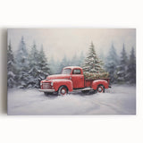 Vintage Red Truck & Christmas Tree – Christmas Canvas Art