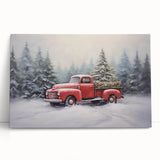 Vintage Red Truck & Christmas Tree – Christmas Canvas Art