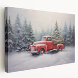 Vintage Red Truck & Christmas Tree – Christmas Canvas Art