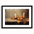 Autumn Candles and Pumpkins Halloween Wall Art - Cozy Oil Painting