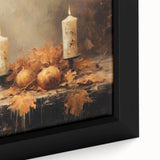 Autumn Candles and Pumpkins Halloween Wall Art - Cozy Oil Painting