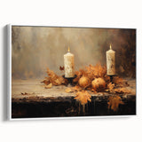 Autumn Candles and Pumpkins Halloween Wall Art - Cozy Oil Painting