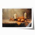 Autumn Candles and Pumpkins Halloween Wall Art - Cozy Oil Painting
