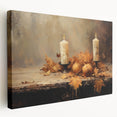 Autumn Candles and Pumpkins Halloween Wall Art - Cozy Oil Painting