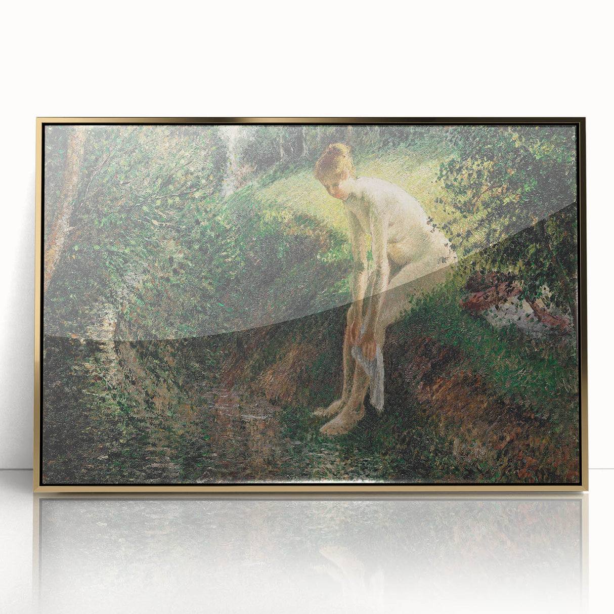 Impressionist Wall Art - Pissarro's Bather in the Woods, Framed Print