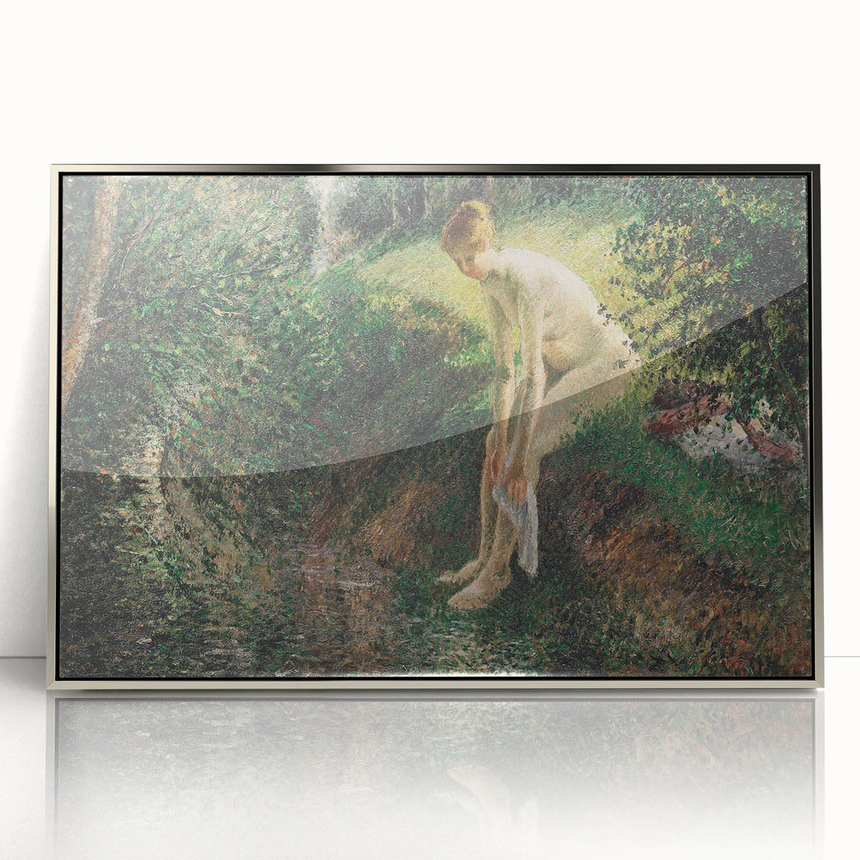 Impressionist Wall Art - Pissarro's Bather in the Woods, Framed Print