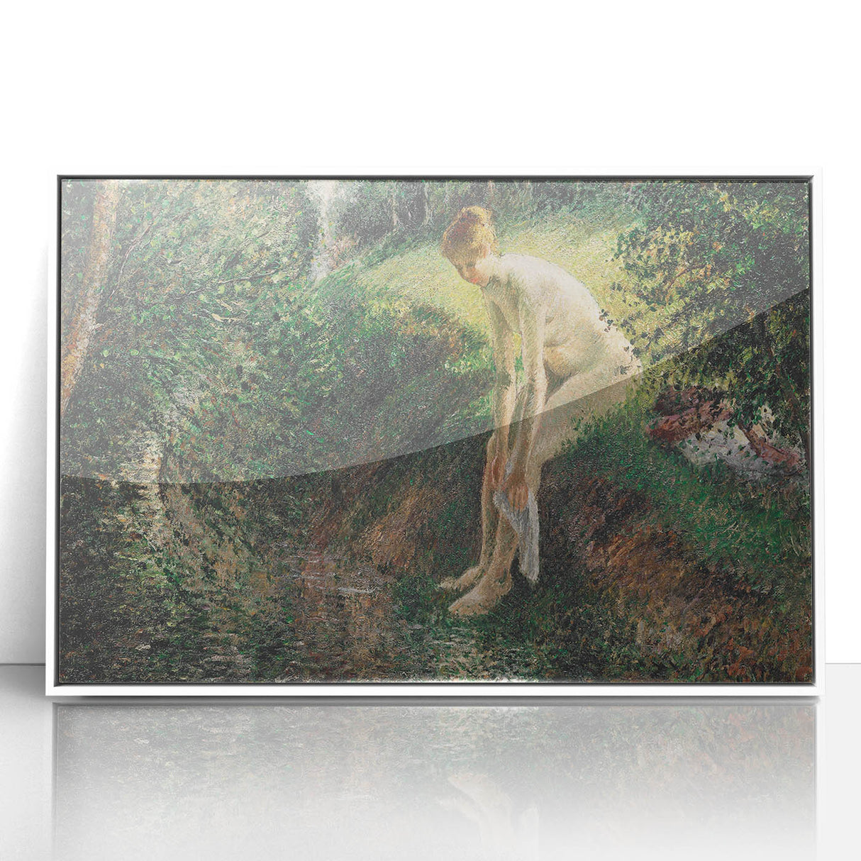 Impressionist Wall Art - Pissarro's Bather in the Woods, Framed Print