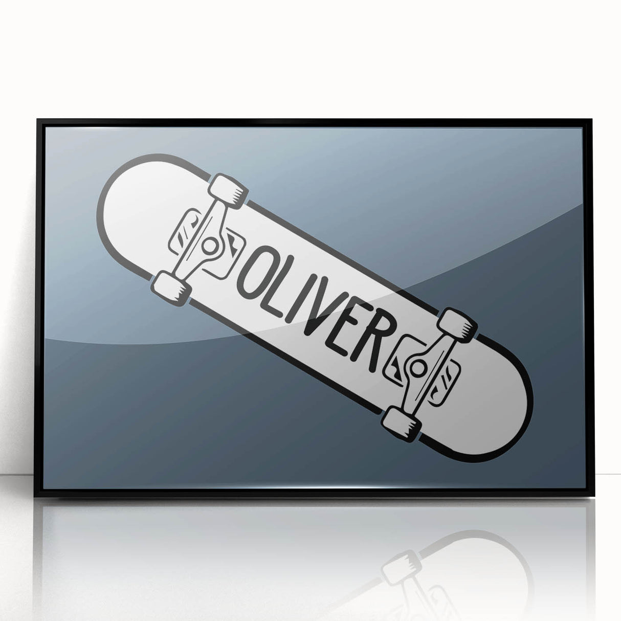 Minimalist Bedroom Wall Art – Black & Gray Framed Canvas Print